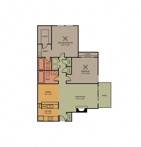 Swaney floor plan of Pavilion Apartment in Arlington, TX